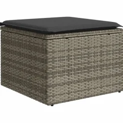 vidaXL Tuinkruk met kussen 55x55x37 cm poly rattan grijs