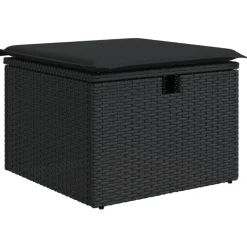 vidaXL Tuinkruk met kussen 55x55x37 cm poly rattan zwart