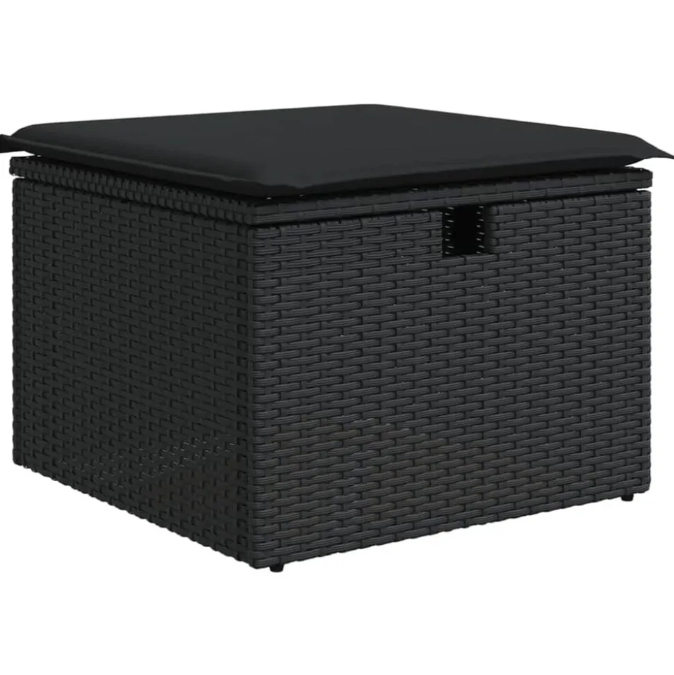 vidaXL Tuinkruk met kussen 55x55x37 cm poly rattan zwart