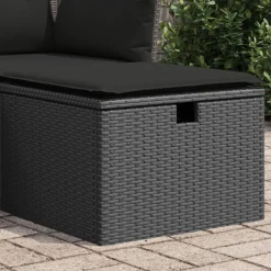 vidaXL Tuinkruk met kussen 55x55x37 cm poly rattan zwart