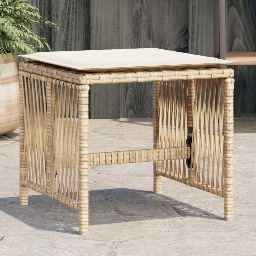 vidaXL Tuinkrukken 4 st met kussens 41x41x36 cm poly rattan beige