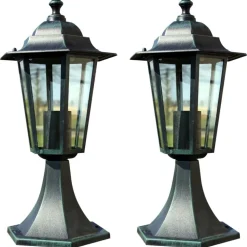 vidaXL Tuinlampen 2 st aluminium donkergroen/zwart