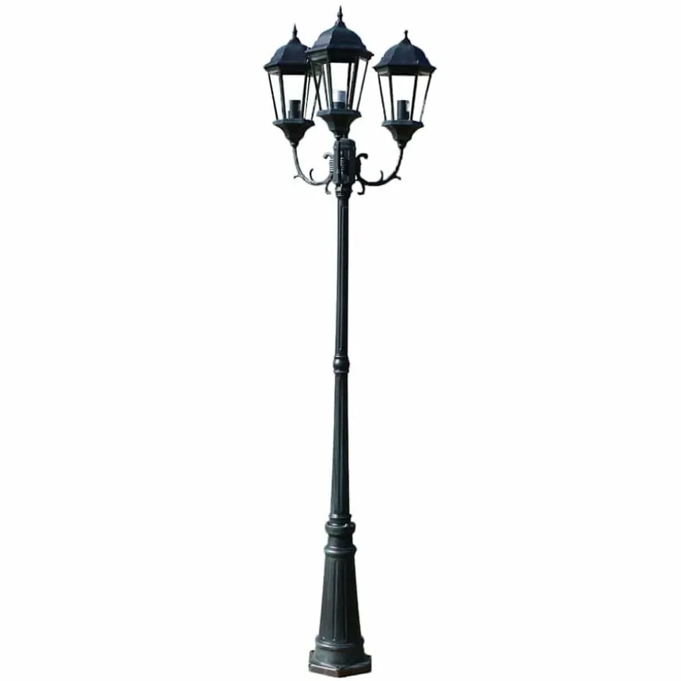 vidaXL Tuinlantaarn Brighton 3-arms 230 cm donkergroen/zwart