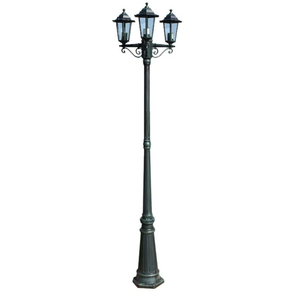 vidaXL Tuinlantaarn met 3 armen 215 cm aluminium donkergroen/zwart
