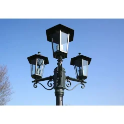 vidaXL Tuinlantaarn met 3 armen 215 cm aluminium donkergroen/zwart