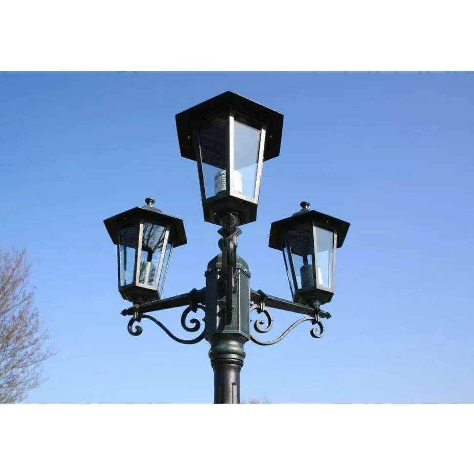 vidaXL Tuinlantaarn met 3 armen 215 cm aluminium donkergroen/zwart