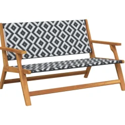 vidaXL Tuinmeubelen Zwart en Wit 122 x 78 x 73 cm Massief Acaciahout