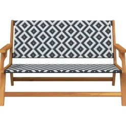 vidaXL Tuinmeubelen Zwart en Wit 122 x 78 x 73 cm Massief Acaciahout