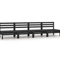 vidaXL Tuinmiddenbank 4 st massief grenenhout zwart