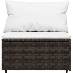 vidaXL Tuinmiddenbank met kussens poly rattan bruin