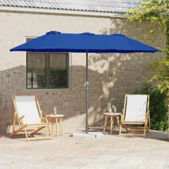 vidaXL Tuinparasol Azurblauw 370 x 197 x 239 cm Polyester en Aluminium
