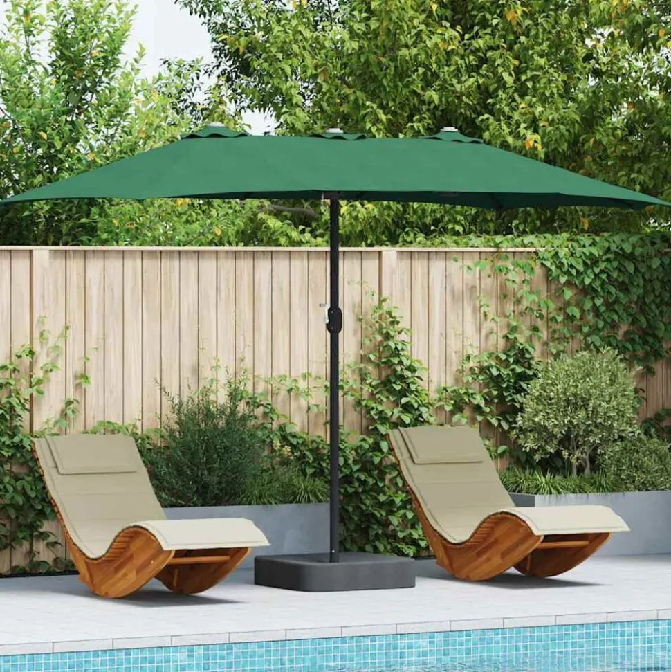 vidaXL Tuinparasol Groen 385 x 209 x 244 cm Polyester en staal