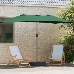 vidaXL Tuinparasol Groen 385 x 209 x 244 cm Polyester en staal