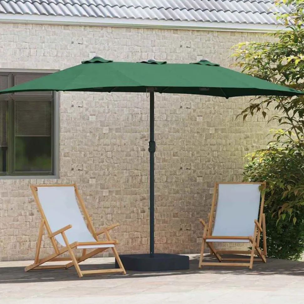 vidaXL Tuinparasol Groen 385 x 209 x 244 cm Polyester en staal