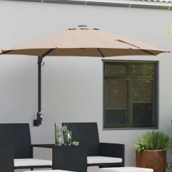 vidaXL Tuinparasol Taupe 248 x 248 x 148 cm Polyester en staal