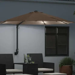 vidaXL Tuinparasol Taupe 248 x 248 x 148 cm Polyester en staal