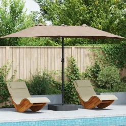 vidaXL Tuinparasol Taupe 385 x 209 x 244 cm Polyester en staal