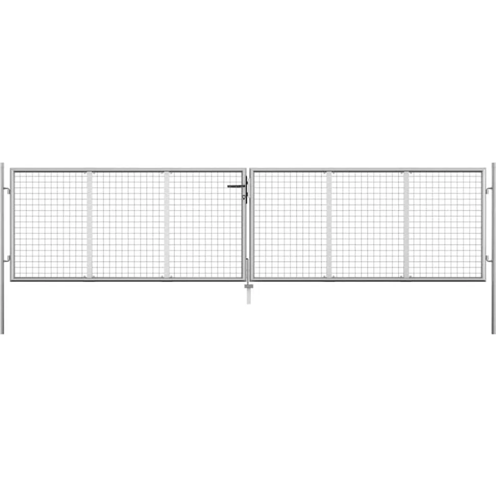 vidaXL Tuinpoort gegalvaniseerd staal 400x75 cm zilver