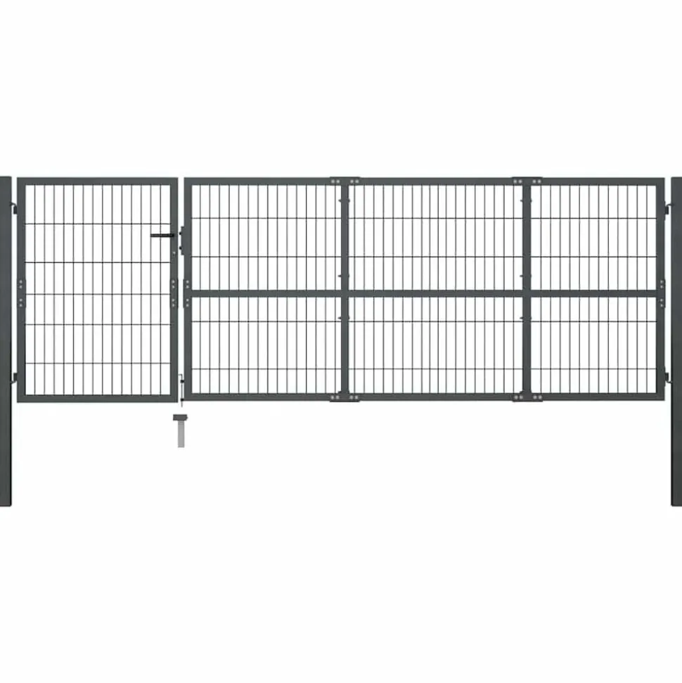 vidaXL Tuinpoort met palen staal 350x100 cm antraciet