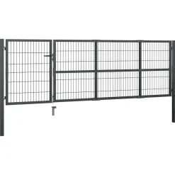 vidaXL Tuinpoort met palen staal 350x100 cm antraciet
