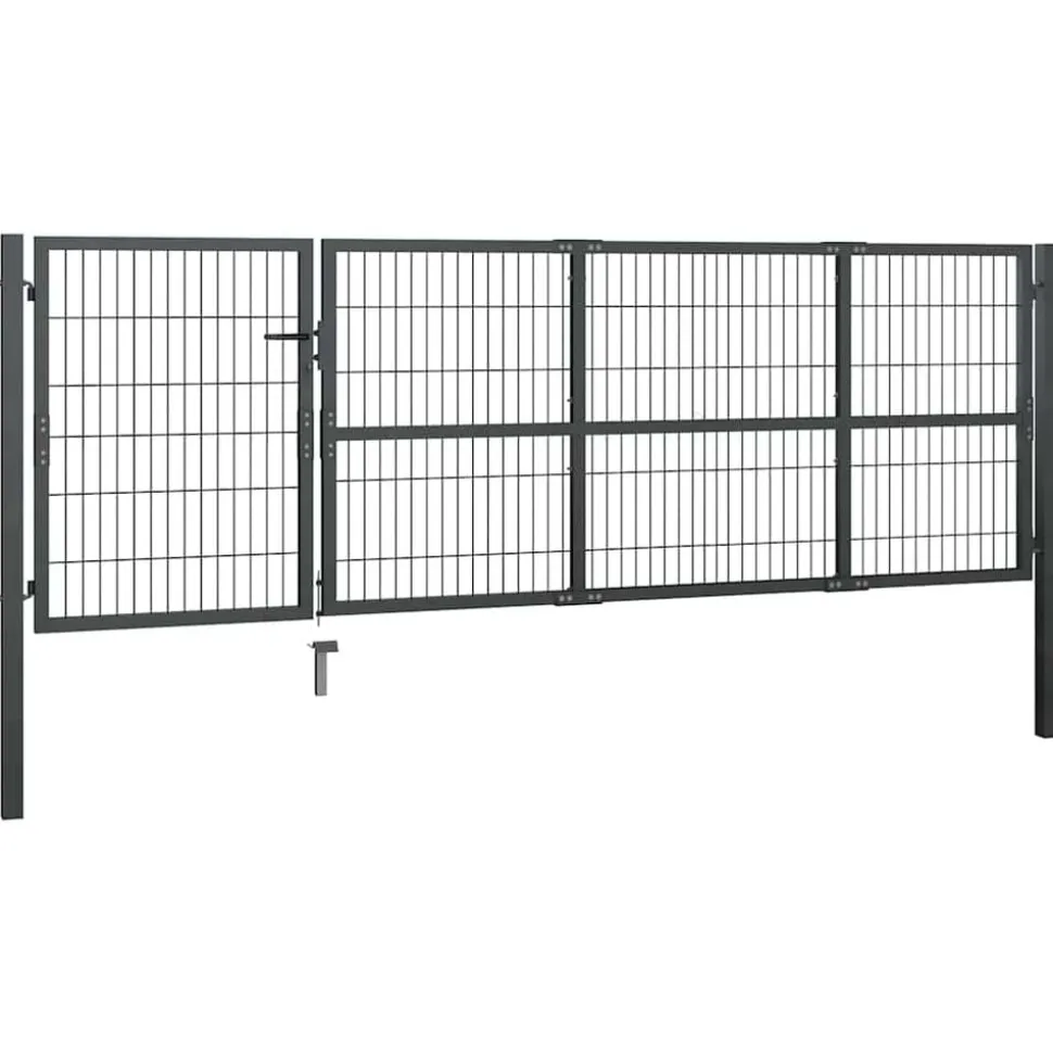 vidaXL Tuinpoort met palen staal 350x100 cm antraciet