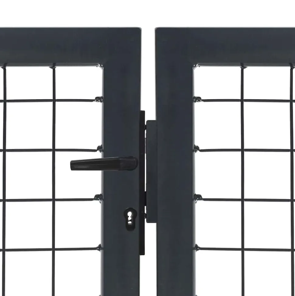 vidaXL Tuinpoort met palen staal 350x100 cm antraciet