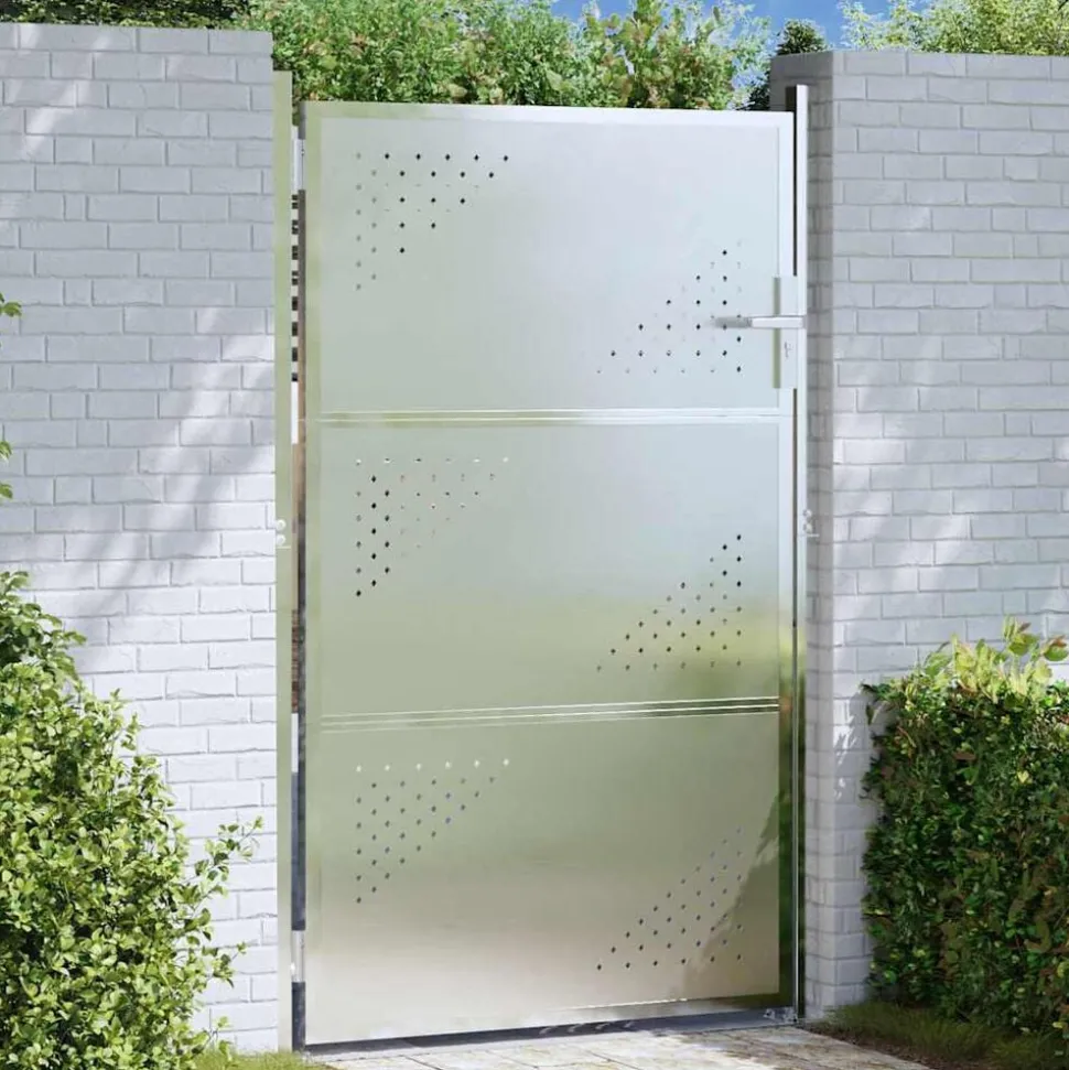 vidaXL Tuinpoort met slot Zilver 85 x 120 cm Roestvrij staal