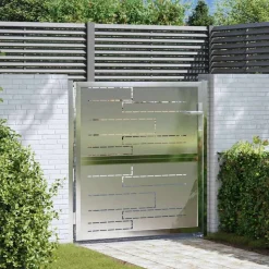 vidaXL Tuinpoort met slot Zilver 85 x 97 cm Roestvrij staal