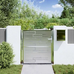 vidaXL Tuinpoort met slot Zilver 85 x 97 cm Roestvrij staal