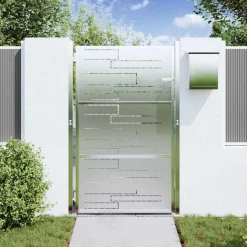 vidaXL Tuinpoort met slot Zilver 85 x 120 cm Roestvrij staal