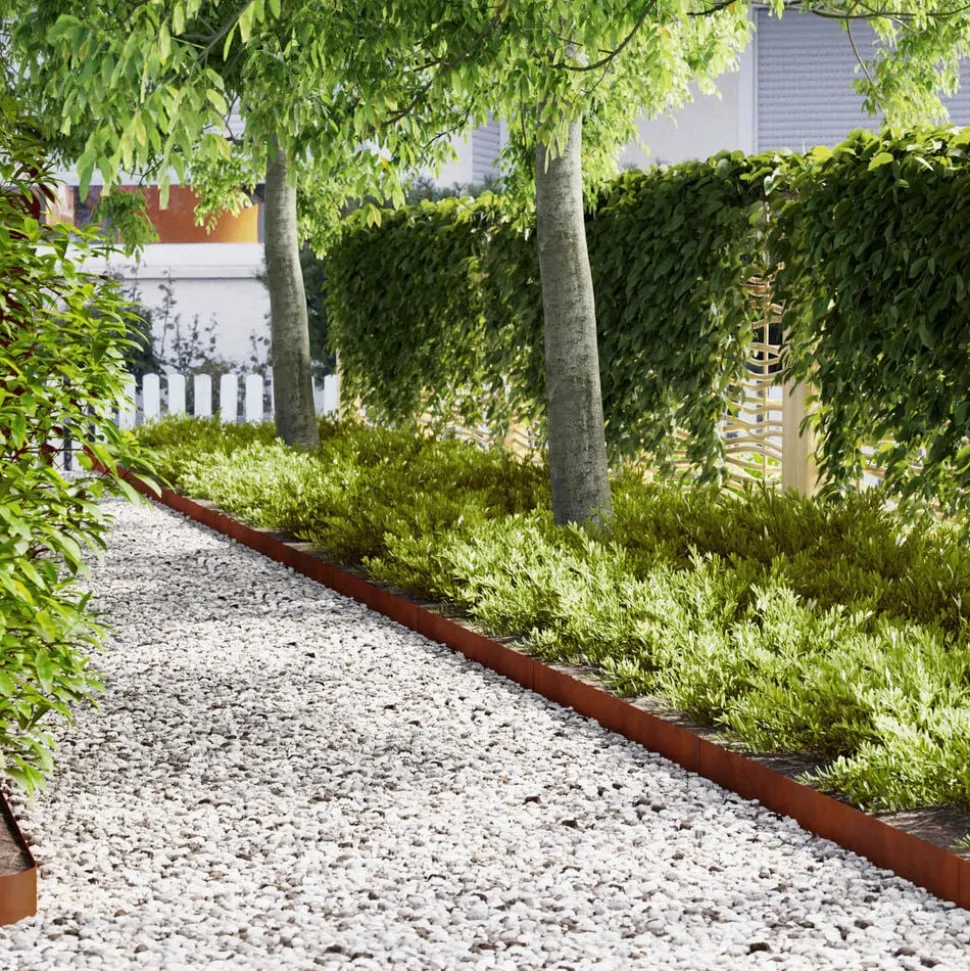 vidaXL Tuinrand 10 pcs Bruin 100 x 0.05 x 20 cm Cortenstaal