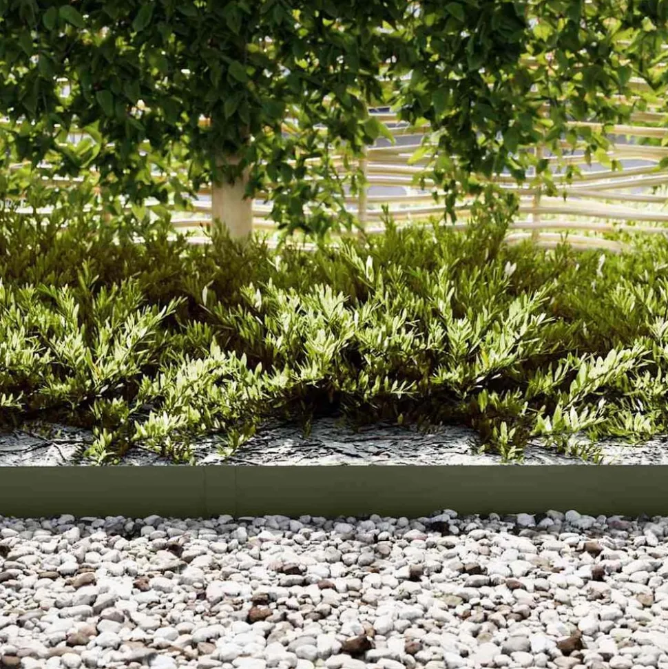 vidaXL Tuinrand 10 pcs Olijf Groen 100 x 0,05 x 15 cm
