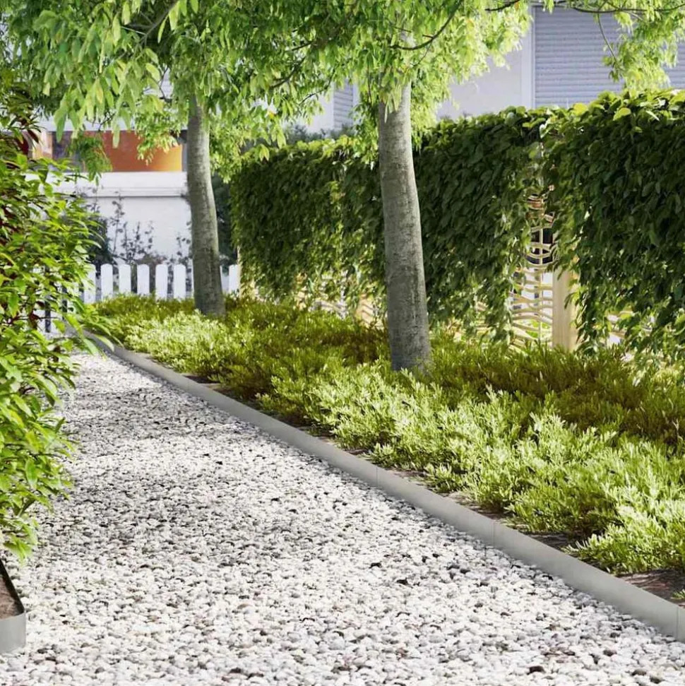 vidaXL Tuinrand 10 pcs Zilver 100 x 0.05 x 20 cm Gegalvaniseerd staal