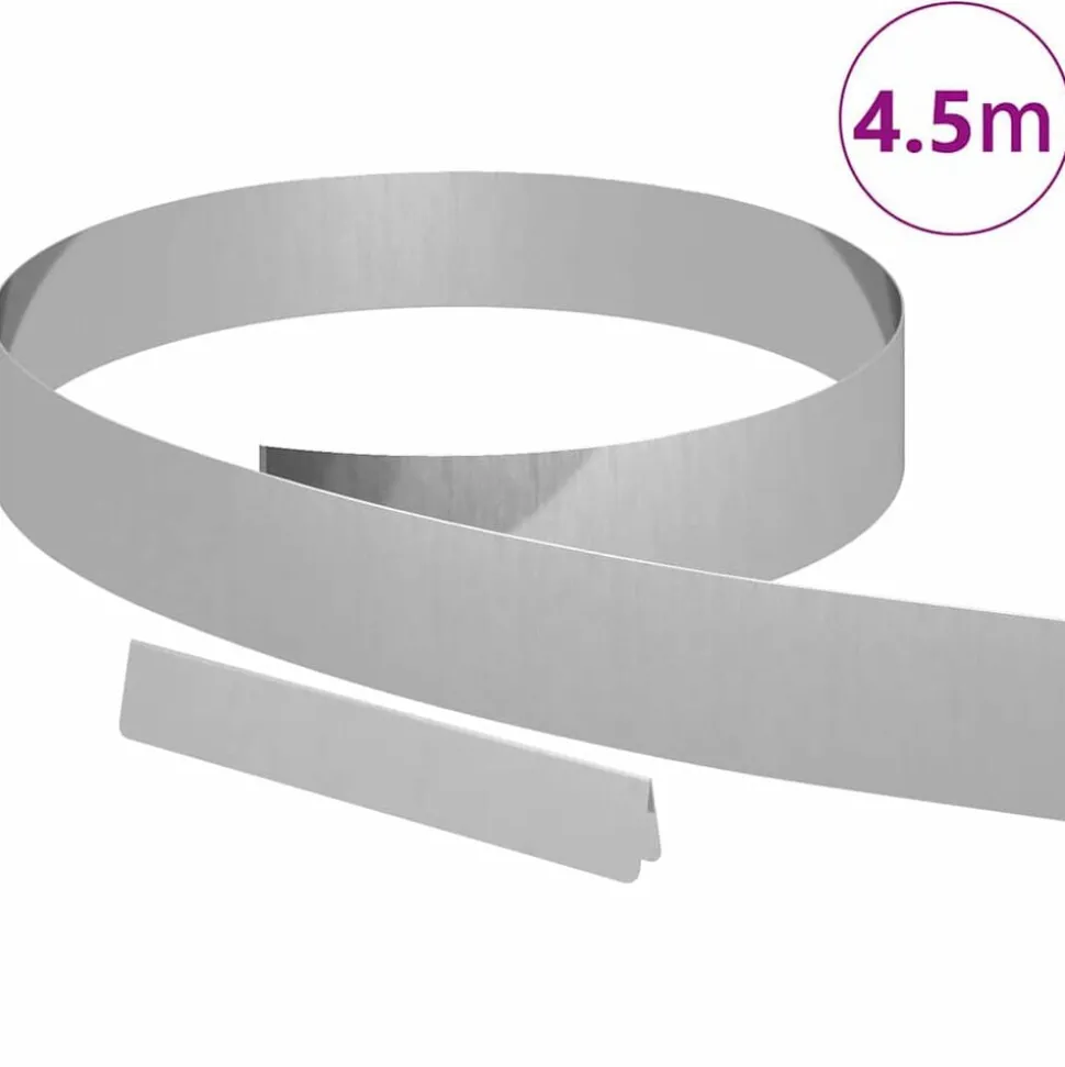 vidaXL Tuinrand Zilver 450 x 0.05 x 15 cm Gegalvaniseerd staal