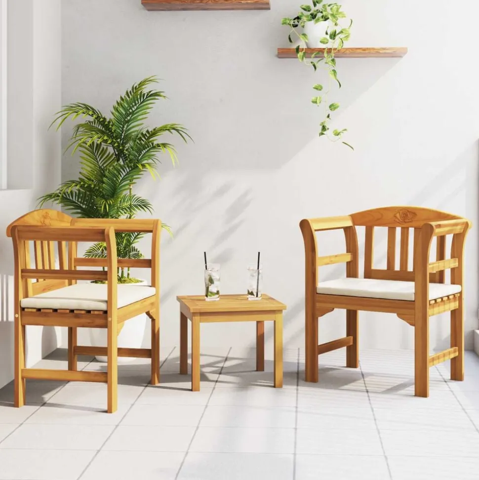 vidaXL Tuinrozelounge set met kussen 3 pcs Massief Acaciahout