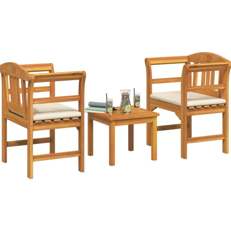vidaXL Tuinrozelounge set met kussen 3 pcs Massief Acaciahout