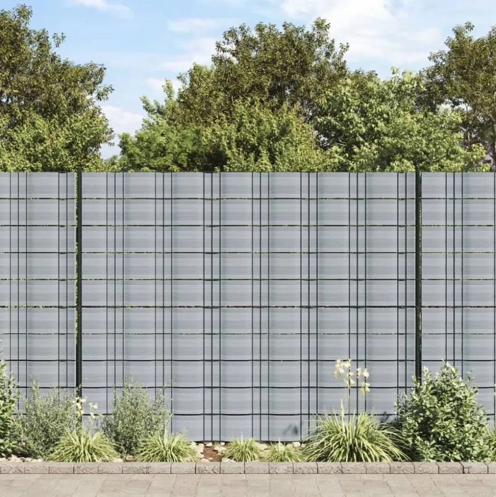 vidaXL Tuinschermen 10 st 252,5x19 m PVC grijs