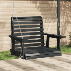vidaXL Tuinschommelstoel met metalen kettingen massief vurenhout zwart