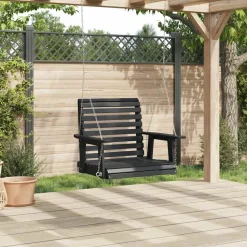 vidaXL Tuinschommelstoel met metalen kettingen massief vurenhout zwart