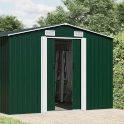 vidaXL Tuinschuur 257x779x181 cm gegalvaniseerd staal groen