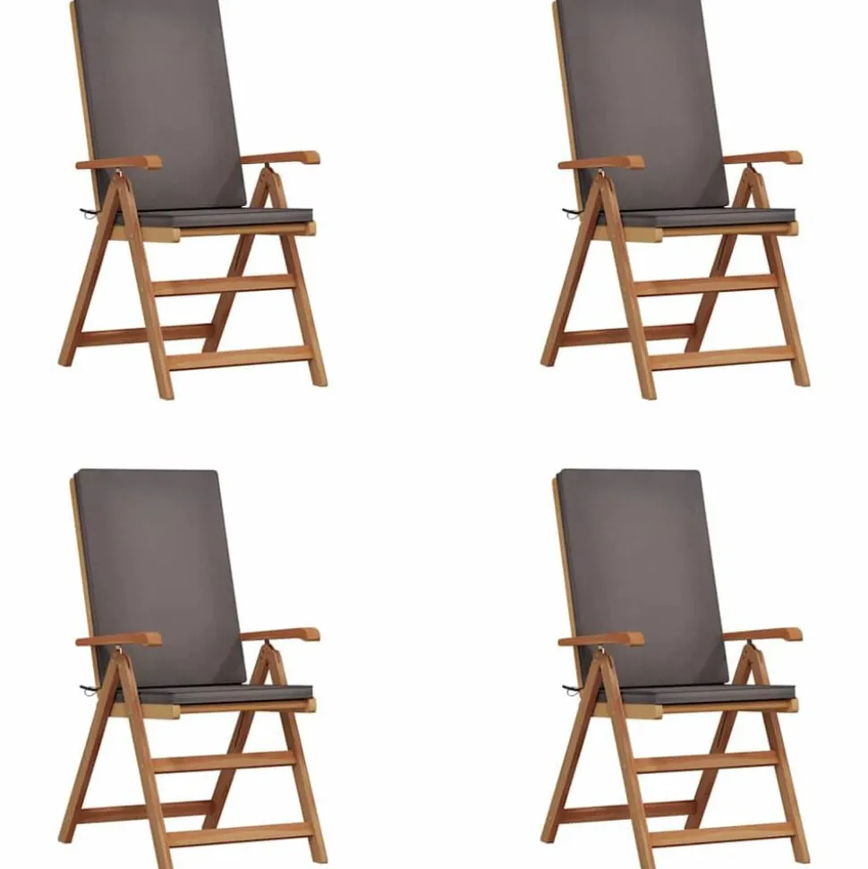 vidaXL Tuinstoel 4 pcs Bruin en Grijs 57 x 71.5 x 104 cm