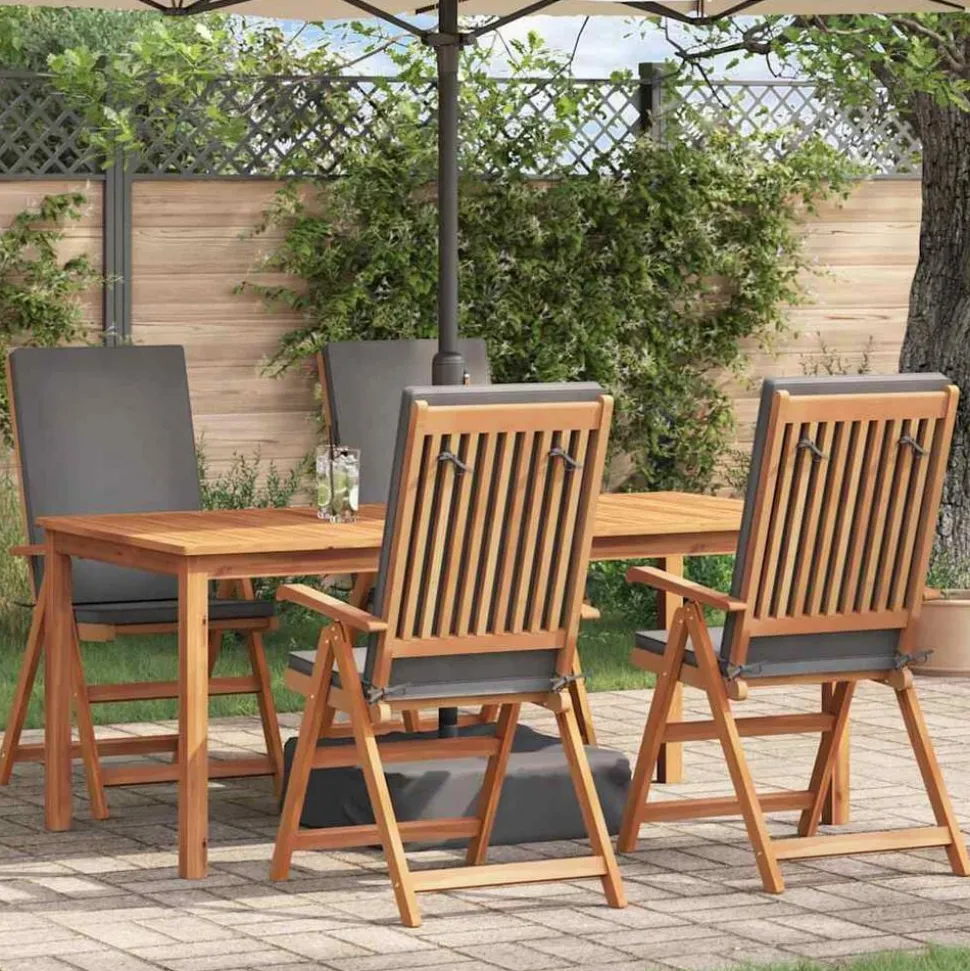 vidaXL Tuinstoel 4 pcs Bruin en Grijs 57 x 71.5 x 104 cm
