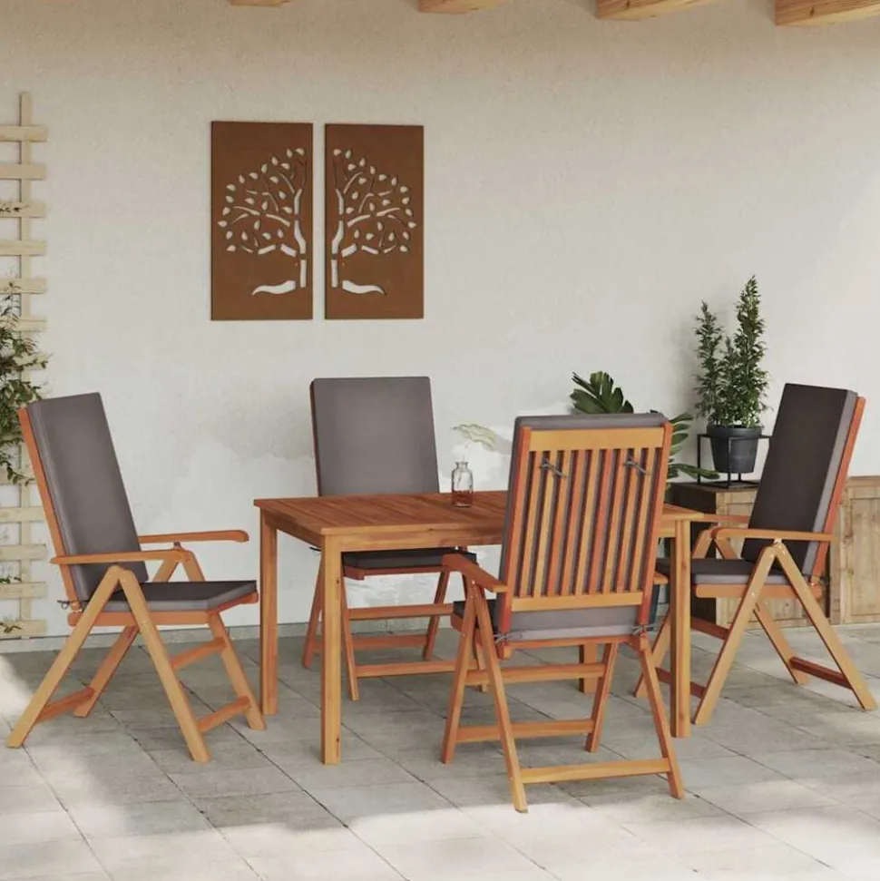 vidaXL Tuinstoel 4 pcs Bruin en Grijs 57 x 71.5 x 104 cm