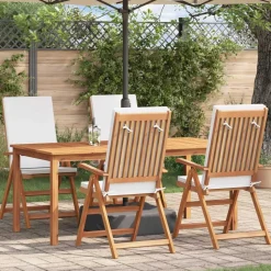 vidaXL Tuinstoel 4 pcs Bruin en wit 57 x 71.5 x 104 cm