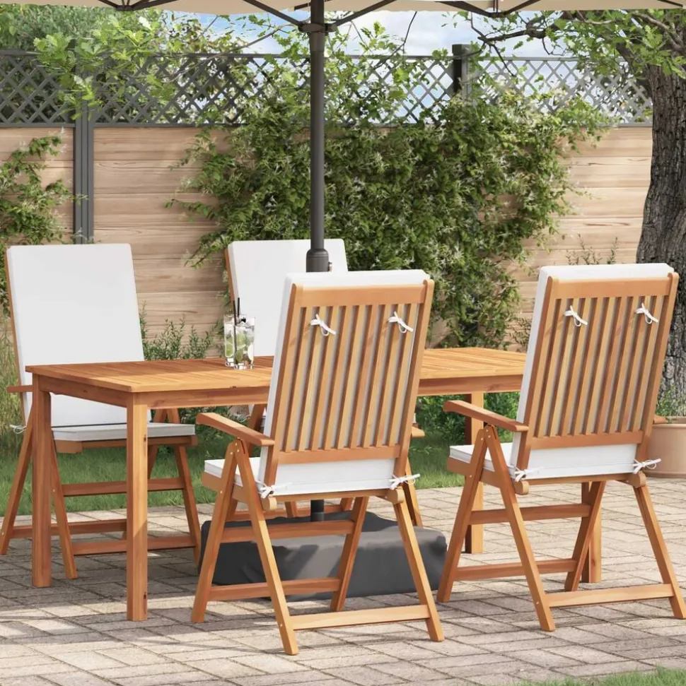 vidaXL Tuinstoel 4 pcs Bruin en wit 57 x 71.5 x 104 cm