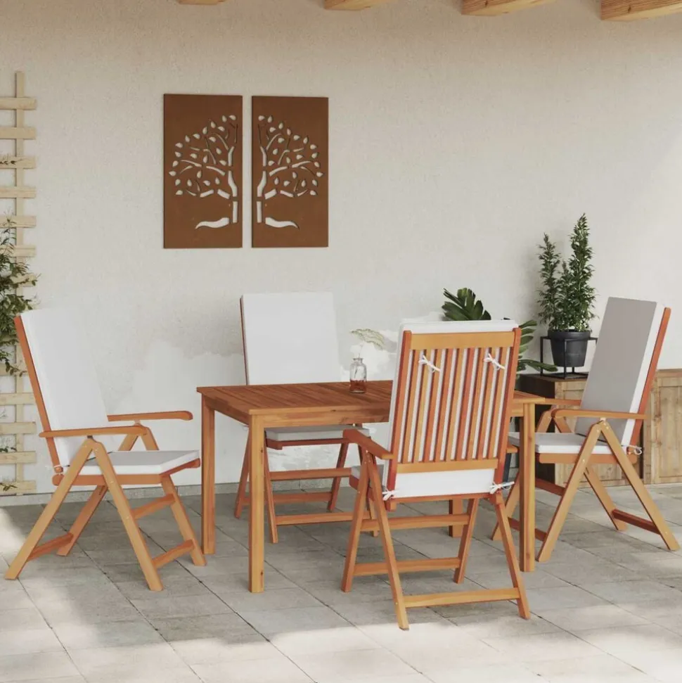 vidaXL Tuinstoel 4 pcs Bruin en wit 57 x 71.5 x 104 cm