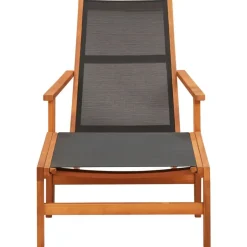 vidaXL Tuinstoel met voetensteun massief eucalyptushout en textileen