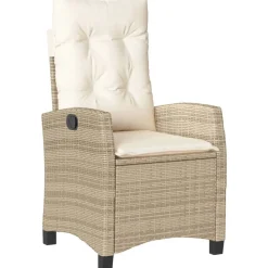 vidaXL Tuinstoel verstelbaar met kussens poly rattan beige