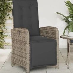 vidaXL Tuinstoel verstelbaar met voetensteun poly rattan grijs