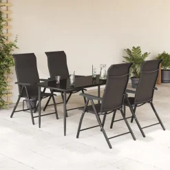 vidaXL Tuinstoelen 4 st inklapbaar poly rattan zwarte koffiekleur